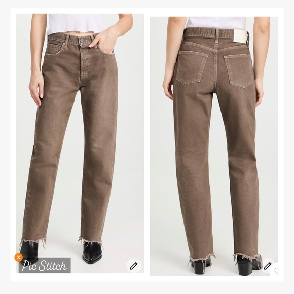 Moussy Vintage Emery Wide Straight Brown Jeans - Picture 2 of 11